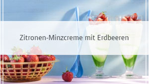 Zitronen-Minzcreme mit Erdbeeren